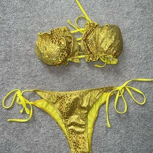 Gold Snakeskin Print Bikini Set